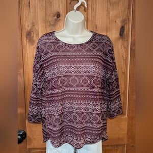 New Look Burgundy Patterned Blouse